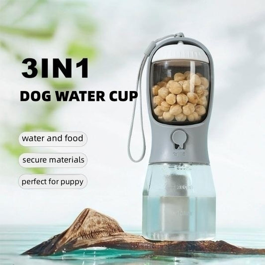 3-in-1 Cat Travel Bottle | Water, Food & Waste Bags
