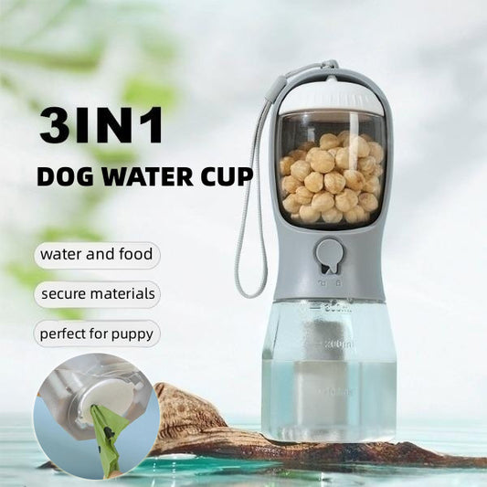 3-in-1 Cat Travel Bottle | Water, Food & Waste Bags